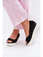 Dámské sandály na platformě z eko semiše černé model 21702468 - Boto