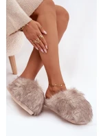 Dámské domácí pantofle s kožíškem – béžové Iseline Dámské domácí pantofle s kožíškem – béžové Iseline
