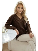 Teplý svetr oversize s vazbou a výstřihem do V model 21865253 - numoco basic
