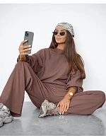 Dámský komplet s strukturou v barvě cappuccino mikina a kalhoty model 21470478 - Moon Dámský komplet s strukturou v barvě cappuccino mikina a kalhoty model 21470478 - Moon