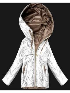 Pikowana kurtka damska z kapturem Goodlookin biała (B8596-26)