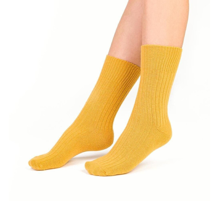 Hřejivé ponožky 093 okrově žluté s vlnou