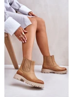 Dámské Botky Na Plochém Podpatku Kožené Lewski 3611 Hnědé