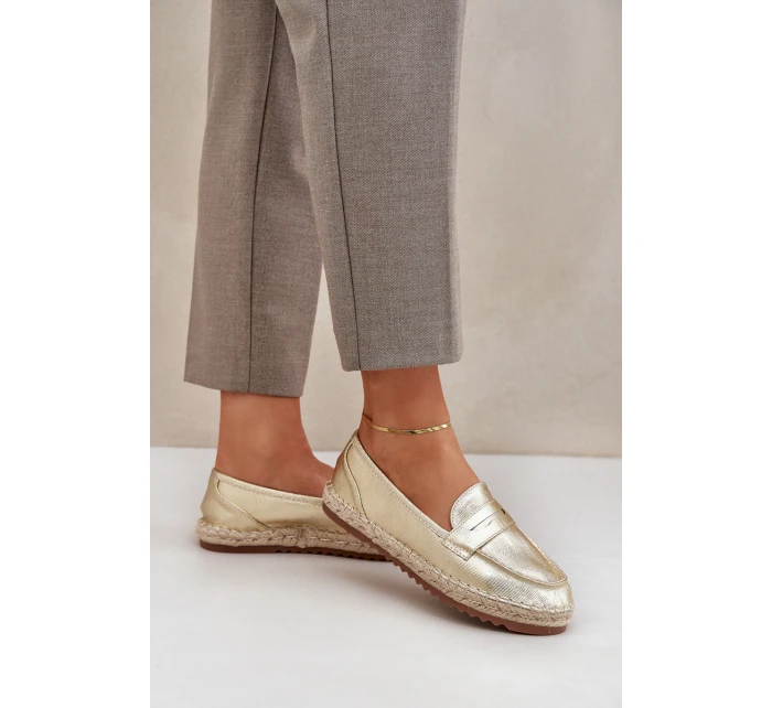 Dámské espadrilky s  na ploché podrážce zlaté model 21683655 - Boto