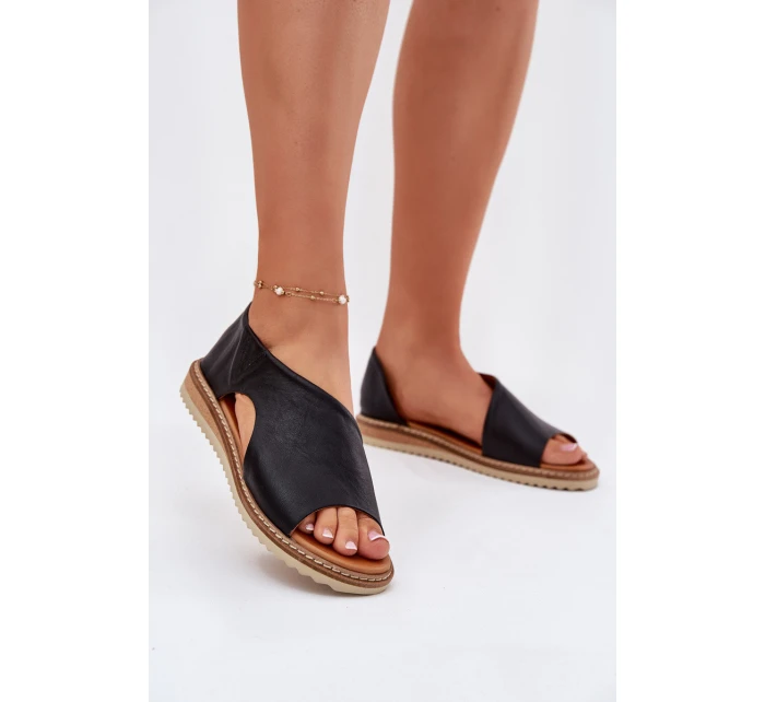 Kožené dámské sandály model 21698416 černé - Artiker