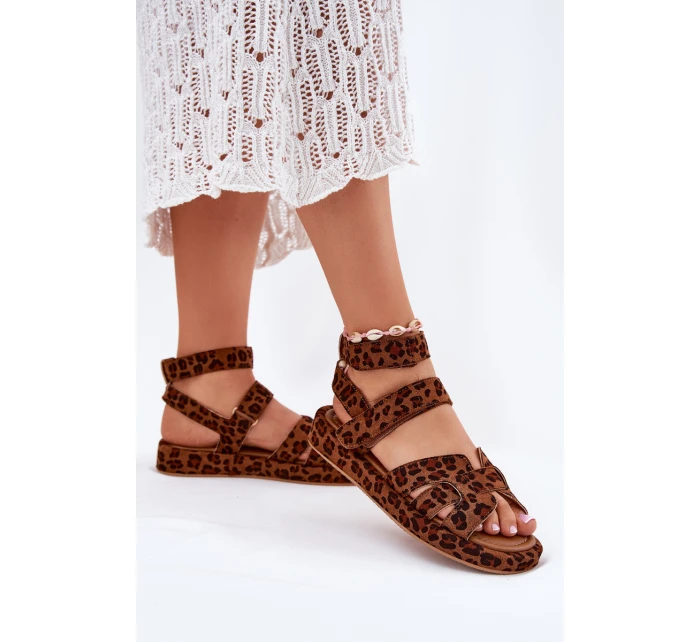 Dámské sandály se suchým zipem leopard Uvissa Dámské sandály se suchým zipem leopard Uvissa