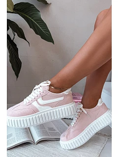 Dámské tenisky na platformě z eko semiše Růžové Cadrina