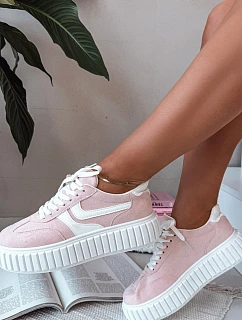 Dámské tenisky na platformě z eko semiše Růžové model 21997796 - Boto