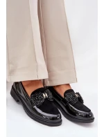 Dámské lakované mokasíny s mašlí S.Barski – černé