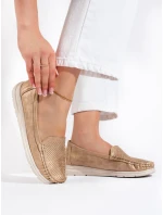 Trendy zlaté dámské  mokasíny bez podpatku