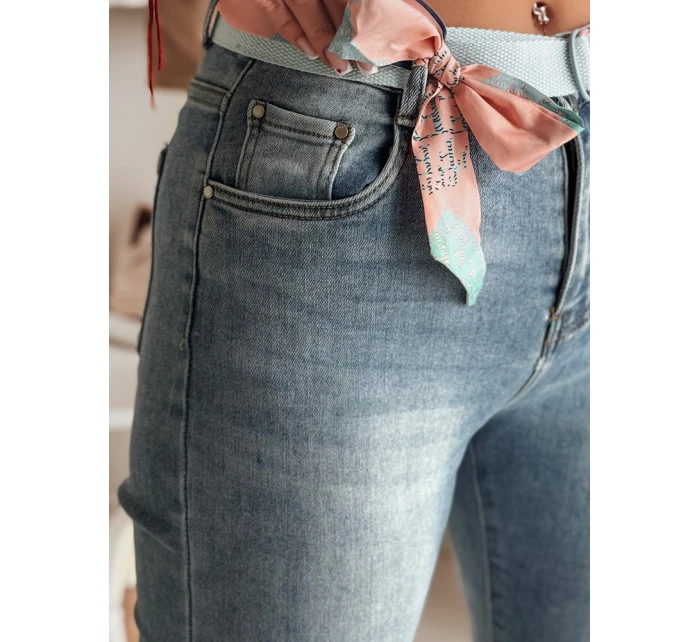 Dámské džínové kalhoty slim fit s páskem TRENDLINE modré FashionStreet UY2478