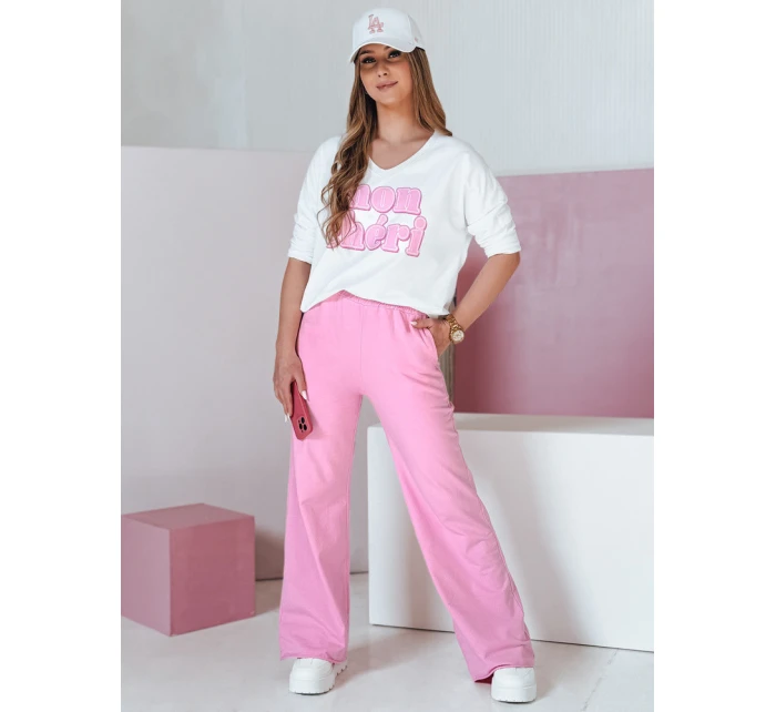 Dámské tepláky se širokými nohavicemi DRESLINA růžová FashionStreet UY2691 Dámské tepláky se širokými nohavicemi DRESLINA růžová FashionStreet UY2691