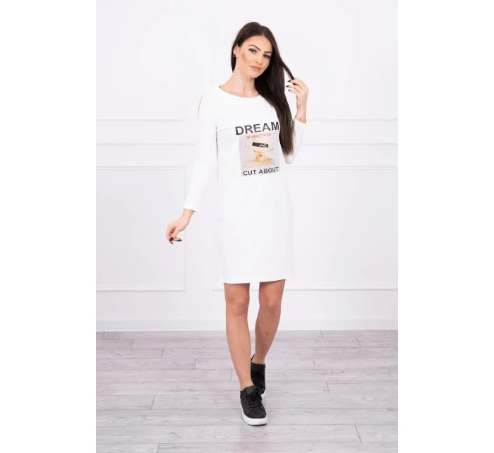 Šaty s potiskem Dream ecru Šaty s potiskem Dream ecru