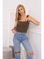 Halenka s nařasenými ramínky v barvě khaki Halenka s nařasenými ramínky v barvě khaki