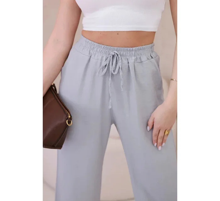 Viskózové kalhoty se širokými nohavicemi šedý Viskózové kalhoty se širokými nohavicemi šedý