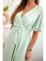 Šaty s model 21915263 výstřihem tmavá máta - K-Fashion Šaty s model 21915263 výstřihem tmavá máta - K-Fashion