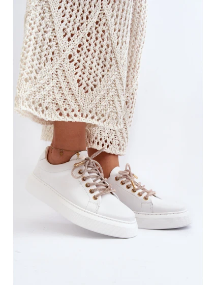 Kožené dámské sportovní boty CheBello 4362 bílé