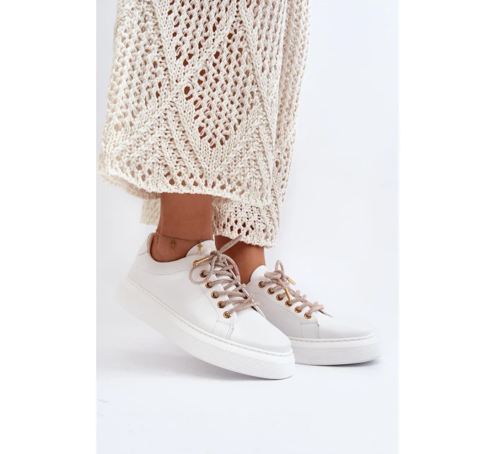 Kožené dámské sportovní boty CheBello 4362 bílé