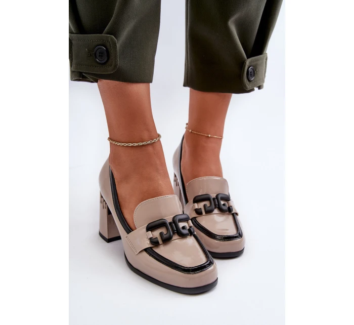 Dámské polobotky na podpatku béžové D&A model 21655949 - S.Barski