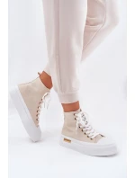 Vysoké Dámské Tenisky Na Platformě Béžové model 21689012 - Boto Vysoké Dámské Tenisky Na Platformě Béžové model 21689012 - Boto