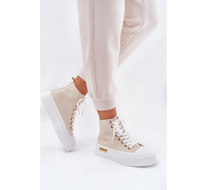 Vysoké Dámské Tenisky Na Platformě Béžové model 21689012 - Boto Vysoké Dámské Tenisky Na Platformě Béžové model 21689012 - Boto