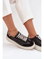 Kožené dámské tenisky na platformě Panterka Zazoo N1263 Černé