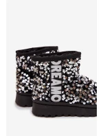 Dětské sněhule/boty s flitry Rebbica – černo-stříbrné Dětské sněhule/boty s flitry Rebbica – černo-stříbrné