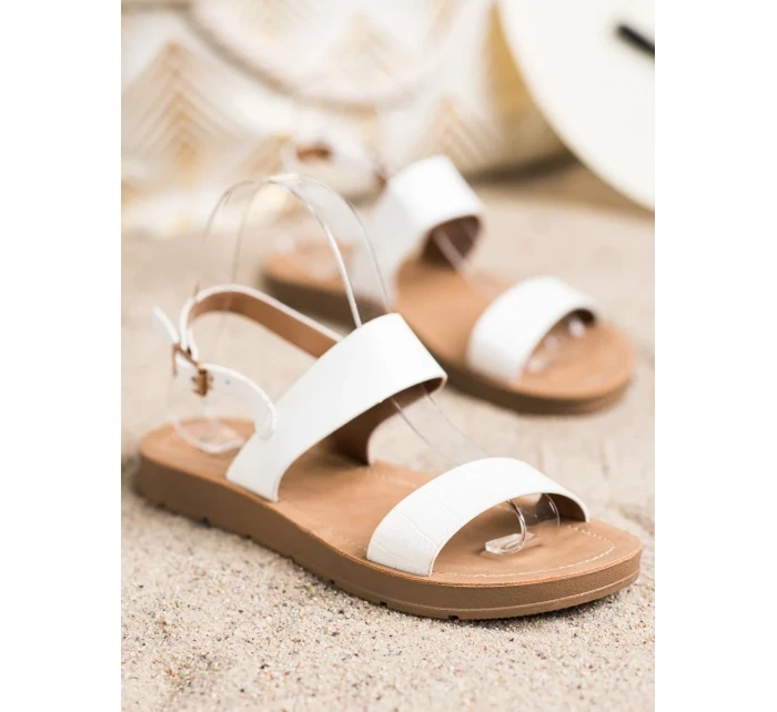 Klasické dámské  sandály bílé bez podpatku