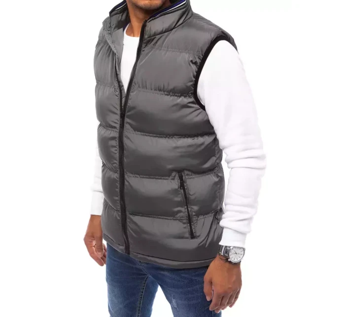 FashionStreet šedá pánská prošívaná vesta TX4087