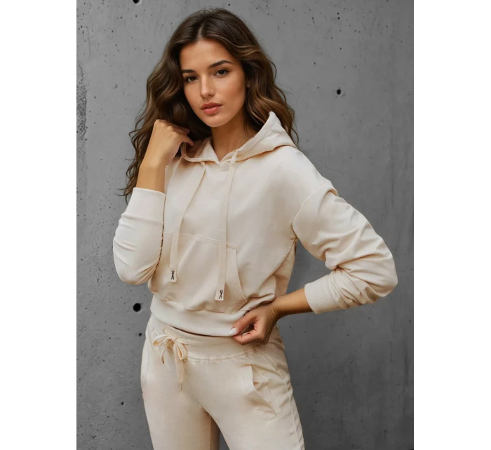 FashionStreet dámská krémová mikina s kapucí BY1536