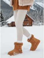 Dámské semišové sněhule s kožešinou camel FashionStreet ZY1251