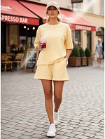Dámský letní pruhovaný komplet Polský výrobek žlutý FashionStreet AY1163
