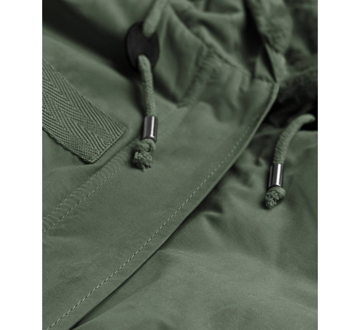 Dámská bunda parka v khaki barvě pro přechodné období (W806)