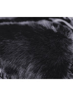Černý dámský zimní kabát s kožešinou (008)