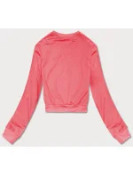 Tenká krátká dámská tepláková mikina v korálové barvě model 18378933 - J.STYLE
