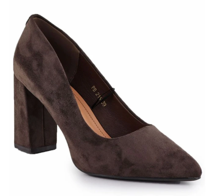 Čokoládové semišové lodičky na jehlovém podpatku Sergio Leone PB216