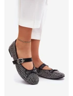 Zdobené baleríny s mašlí a páskem černé model 21699655 - Boto