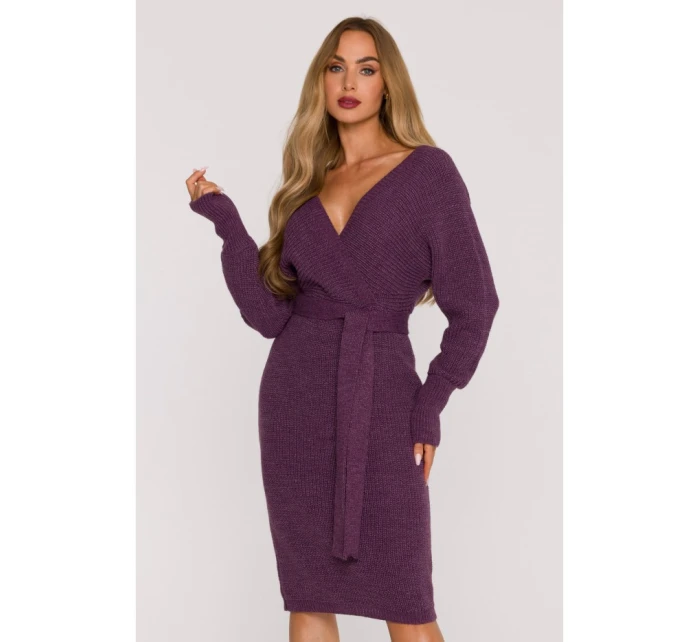 Svetrové šaty s výstřihem heather model 21484550 - Moe Svetrové šaty s výstřihem heather model 21484550 - Moe
