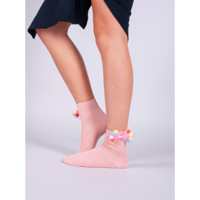 Yoclub Dívčí bavlněné ponožky s mašlí 3-Pack SKA-0092G-000B Vícebarevné