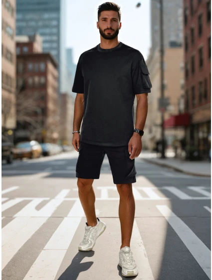 Pánská základní černá souprava FashionStreet AX0799 Pánská základní černá souprava FashionStreet AX0799