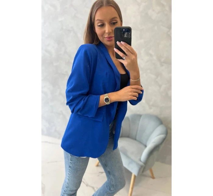 Bunda s klopou elegantní chrpově modrá Bunda s klopou elegantní chrpově modrá