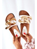 Nazouváky Na Korkové Podrážce S řetízkem S.Barski SB002 Bílé