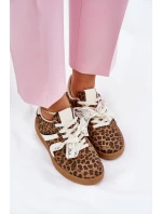 Nízké Dámské Sneakersy S Krajkou Leopardí Hnědé Zielle Nízké Dámské Sneakersy S Krajkou Leopardí Hnědé Zielle