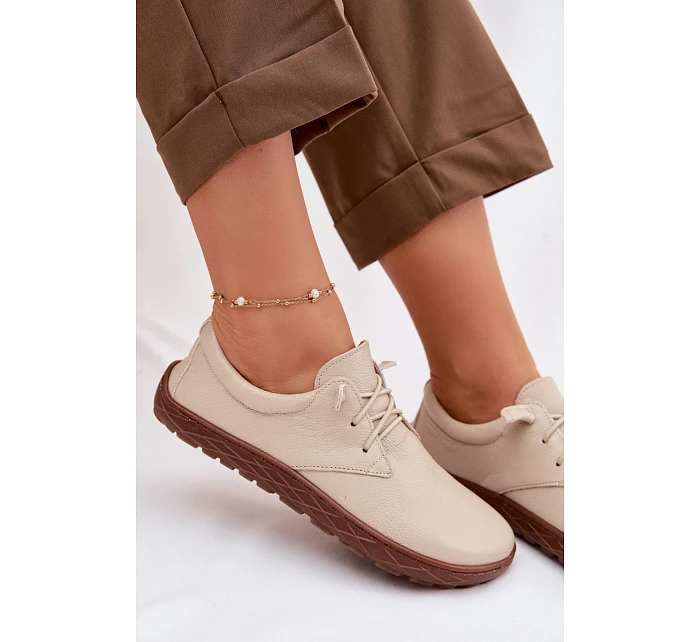 Kožené dámské polobotky Barefoot Zazoo 10189 Béžové Kožené dámské polobotky Barefoot Zazoo 10189 Béžové