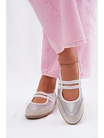 Sportové baleríny s elastickými pásky stříbrné Donatella