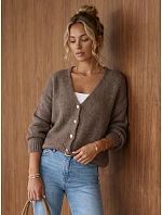 Kardigan damski luźny na guziki mokka FashionStreet MY2574 Kardigan damski luźny na guziki mokka FashionStreet MY2574