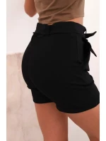 Dámské šortky s mašlí a volánky černý Dámské šortky s mašlí a volánky černý