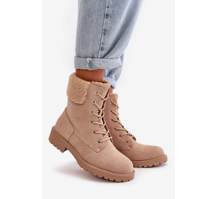 Dámské zateplené boty na zip Beige model 21667404 - Boto Dámské zateplené boty na zip Beige model 21667404 - Boto