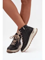 Sportovní dámské boty na platformě z přírodní kůže model 21713749 Černé - Zazoo Sportovní dámské boty na platformě z přírodní kůže model 21713749 Černé - Zazoo