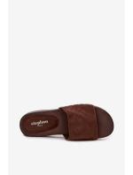 Dámské žabky se zlatými přezkami čokoládové Ferinna Dámské žabky se zlatými přezkami čokoládové Ferinna